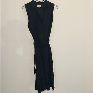 LOFT linen Sleeveless Black Midi Dress